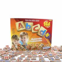 Brinquedo Pedagógico Educativo Em Madeira Jogo ABCD Maiúsculas E Minúsculas 144 Peças - Xalingo