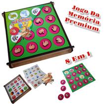 Brinquedo Pedagógico Educativo Em Madeira Jogo Memória 8 x 1 Premium