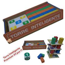 Brinquedo Pedagógico Educativo Em Madeira Torre Inteligente Premium 43 Pçs - Tam G