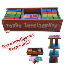 Brinquedo Pedagógico Educativo Em Madeira Torre Inteligente Premium