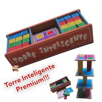 Brinquedo Pedagógico Educativo Em Madeira Torre Inteligente Premium