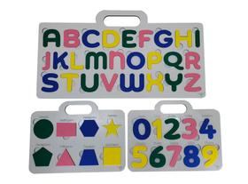 Brinquedo Pedagógico Educativo Kit Alfabeto Números e Formas