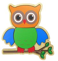 Brinquedo Pedagógico Educativo Quebra Cabeça Encaixe Coruja Madeira Mdf