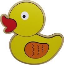 Brinquedo Pedagógico Educativo Quebra Cabeça Encaixe Pato Madeira Mdf