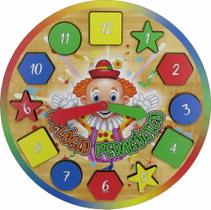 Brinquedo Pedagógico Educativo Quebra Cabeça Encaixe Relógio Madeira Mdf - Shopping do Mdf