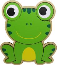 Brinquedo Pedagógico Educativo Quebra Cabeça Encaixe Sapo Madeira Mdf