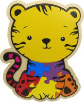 Brinquedo Pedagógico Educativo Quebra Cabeça Encaixe Tigre Madeira Mdf