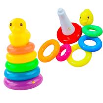 Brinquedo Pedagógico Educativo Torre De Argolas Patinho De Empilhar - Pais E Filhos