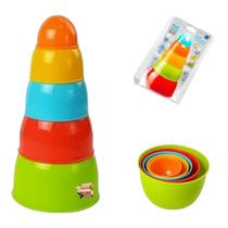 Brinquedo Pedagógico Educativo Torre Potinhos Coloridos De Empilhar - Multikids