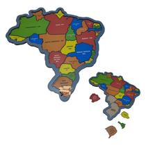 Brinquedo Pedagógico Em Madeira Quebra Cabeça Mapa Do Brasil