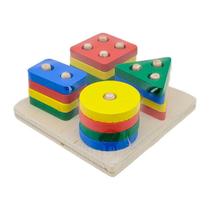 Brinquedo Pedagógico Encaixe 4 Formas Geométricas Mdf Brinquedo Pedagógico Encaixe 4 Formas Geométricas Mdf