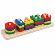 Brinquedo Pedagógico Encaixe 5 Formas Geométricas Mdf