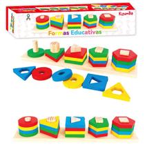 Brinquedo Pedagogico Formas Geometricas Cores Madeira Educativo Desafio Das Cores TEA Autismo Brinquedo Infantil Montessori Kizumba
