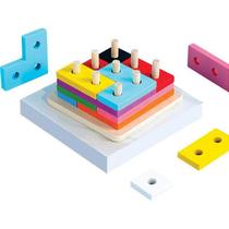 Brinquedo Pedagógico Madeira Encaixe FORMAS/CORES Tetris