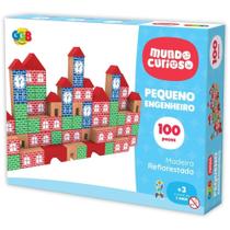 Brinquedo Pedagógico Madeira Pequeno Engenheiro 100 Peças