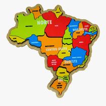 Brinquedo Pedagógico Madeira Quebra Cabeça Mapa Do Brasil Em Regiões Tamanho P Premium