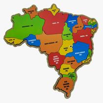 Brinquedo Pedagógico Madeira Quebra Cabeça Mapa Do Brasil Tamanho G Premium