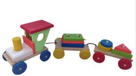 Brinquedo Pedagógico Madeira Trem / Trenzinho Geométrico Vol 2 Premium