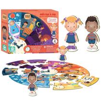 Brinquedo Pedagógico Meu Dia A Dia Com Relógio 20 Peças E Bonecos Para Aprendizado