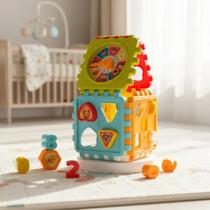 Brinquedo Pedagógico Montessori Cubo Encaixe Colorido Duplo Educativo Infantil Bebe