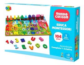 Brinquedo Pedagógico Montessori Letras Números Cores Animais Tabuleiro Brinquedo Pedagógico Montessori Letras Números Cores Animais Tabuleiro