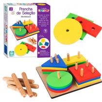 Brinquedo Pedagógico Prancha De Seleção Montessori Nig Brinquedos 16 Peças EVA Base Em Madeira