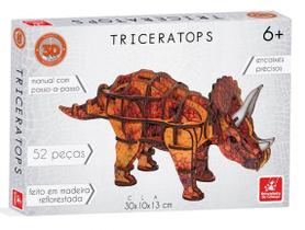 Brinquedo Pedagógico Quebra Cabeça 3D Triceratops Madeira