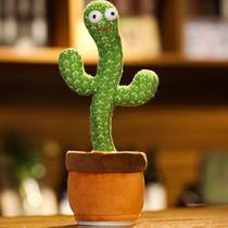 Brinquedo Pelúcia Cacto Dançarino Infantil Falante Musical Repete a Fala Canta e Dança Interativo Educativo Luzes Coloridas Recarregável