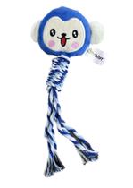 Brinquedo pelúcia para pet Macaco azul com corda - 24cm PetMart