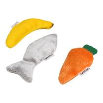 Brinquedo Pelúcia Peixe, Banana e Cenoura com Catnip para Gatos - Tam. Único