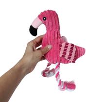 Brinquedo Pelúcia Reforçado Flamingo com Corda e som para Cachorro
