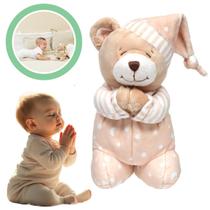 Brinquedo Pelucia Ursinho Reza Oração Anjo Presente Criança Batizado Bebê Decoração Quarto