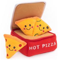 Brinquedo Pelúcia ZippyPaws Burrow Caixa Pizza Com Apito Para Cães e Gatos