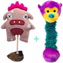 Brinquedo pelúcias Pet Macaco apito mordedor casco bovino MP