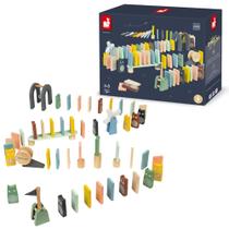 Brinquedo Percurso de Dominós Infantil Sweet Cocoon 100 Peças De Madeira Janod Brinquedo Percurso de Dominós Infantil Sweet Cocoon 100 Peças De Madeira Janod