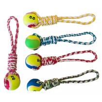 Brinquedo Pet Mordedor De Corda Para Cães Com Bola De Tênis