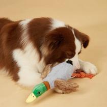 Brinquedo PET Patinho de Pelúcia com Apito na Barriga e SOM nas Asas