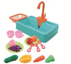 Brinquedo Pia de Cozinha Infantil Sai Água de Verdade com Acessórios Verde- Fenix