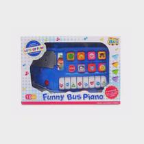 Brinquedo Piano AutoBus Didático Músical Com Luz(Azul) - AUTO BUS