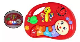 Brinquedo Piano Musical Borboleta Joaninha Com Luzes