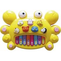 Brinquedo Piano Teclado Infantil Caranguejo Emite Som E Luz amarelo - Toys