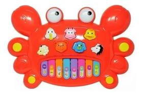 Brinquedo Piano Teclado Infantil Caranguejo Emite Som E Luz vermelho