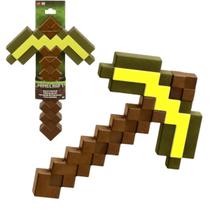 Brinquedo Picareta de Ouro Jogo Minecraft 32cm Mojang