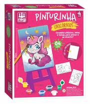 Brinquedo Pinturinha Unicórnios Cavalete Tela Tintas Nig