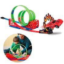 Brinquedo Pista com Carrinho e Lançador Loops 360 de 118 cm- Wellmix