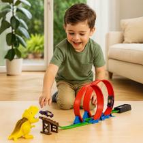 Brinquedo Pista De Corrida Carrinho Com Lançador Dinossauro