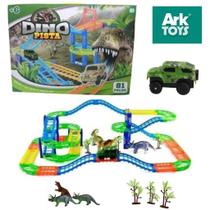 Brinquedo Pista de corrida Carrinho Dinossauro Som Luz 81pç