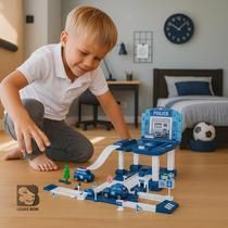 Brinquedo Pista de Estacionamento Policial 40 peças Diversão Infantil Pista de Corrida Pista de Carrinho