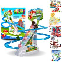Brinquedo Pista Dinossauro Musical Escorregador Escada C Luz