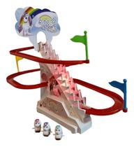 Brinquedo Pista Elevador Musical Luzes Escada De Unicórnios Brinquedo Pista Elevador Musical Luzes Escada De Unicórnios